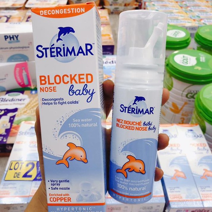 Muối Kháng Viêm Cho Bé - Xịt Muối Biển Cá Heo Stérimar Pháp 100ML
