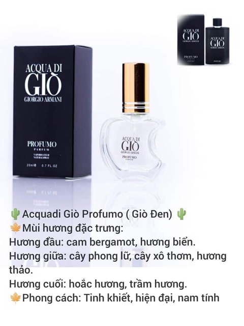 Nước hoa Nam Nữ chiết xuất Pháp 20ml