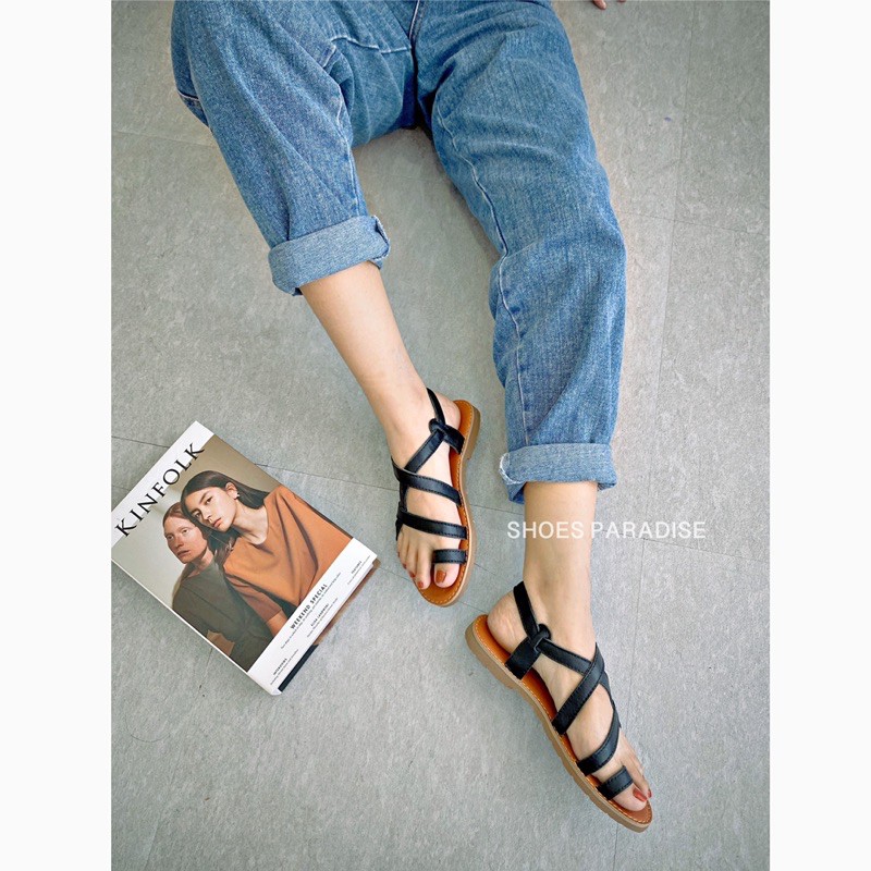 Giày Sandal Xỏ Ngón [THỜI TRANG] Sandal Da Bò Thật - Sandal Nữ Đế Bệt Cá Tính