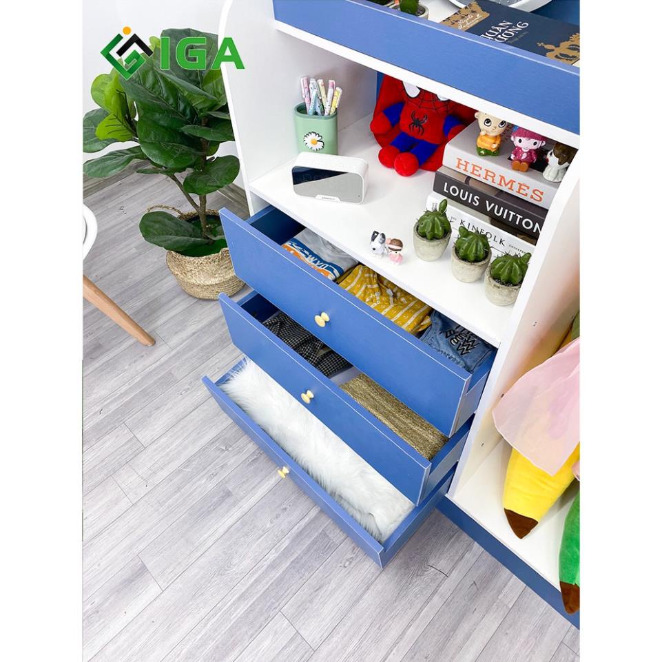 Tủ quần ảo trẻ em, Tủ để đồ cho bé nhiều ngăn dễ thương chắc chắn Blue Shelf-GP128