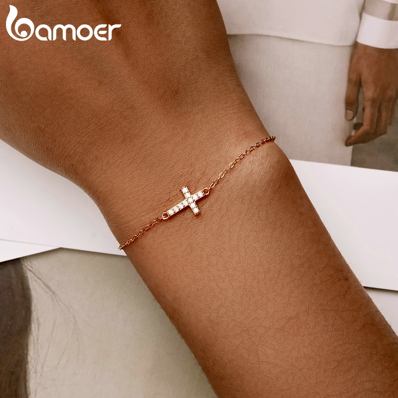 Vòng tay BAMOER bạc 925 mặt thánh giá thời trang dành cho nữ
