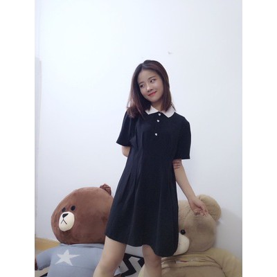 [ORDER] Váy đen kiểu dáng basic, kiểu cổ áo polo phù hợp với mọi hoạt động | BigBuy360 - bigbuy360.vn