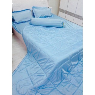 Bộ drap phi lụa 5 món ( ga -gối- mền) kích thước 2.2x2m, mền 2.2x2m
