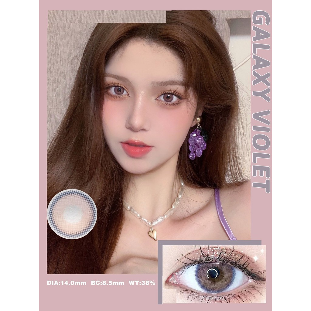 (1pair)(20.July.17)RLKH Series,Clamido Brand,14.2mm,(Grade0-8.00),Contact Lens yearly use(purple)