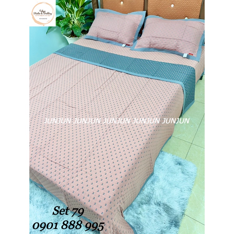 N32_SET Chăn Ga Gối vải Xô Organic sợi đậu nành dòng cao cấp