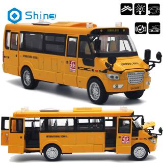 Mô hình xe buýt trường học bằng hợp kim cỡ lớn có thể mở cửa/đèn/âm thanh