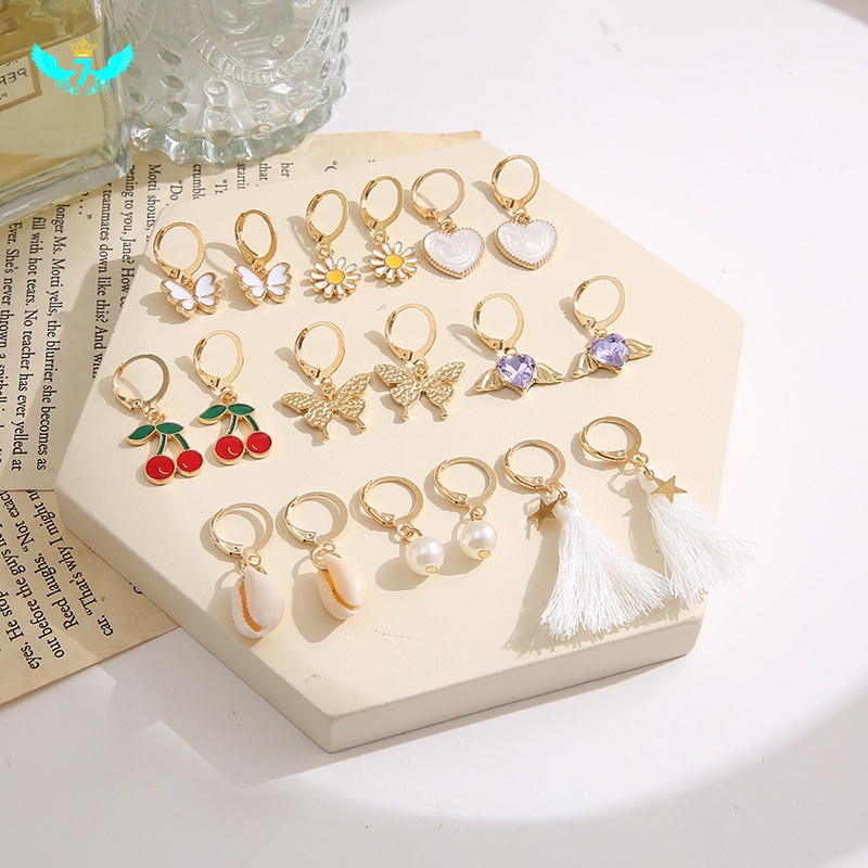 Set 9 Đôi Bông Tai Nhiều Kiểu Đính Đá Thời Trang Cho Nữ