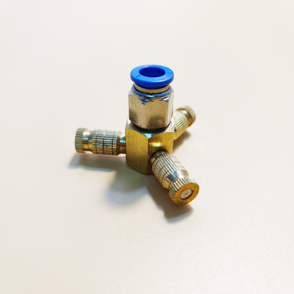Bộ béc phun sương bằng đồng 3 hướng sử dụng nối nhanh ống 8mm
