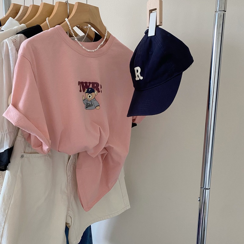Áo thun HIIXIIVI 100% cotton tay ngắn cổ tròn in hình thời trang mùa hè phong cách Hàn Quốc cho nữ 2022