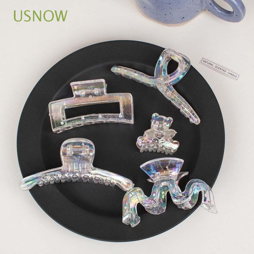 Kẹp tóc bằng nhựa acrylic trong suốt thiết kế độc đáo màu laser đơn giản thanh lịch cho nữ