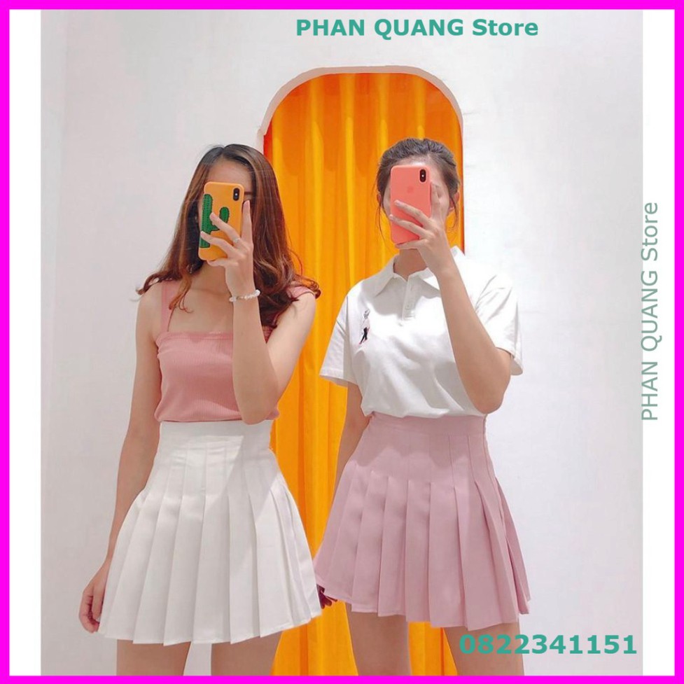 👗 CHÂN VÁY TENNIS NGẮN XẾP LY DÁNG XOÈ ĐEN HỒNG - CHÂN VÁY XẾP LI TENNIS TRƠN HỒNG ĐEN - CHÂN VÁY ĐŨI ULZZANG PQ-Shop