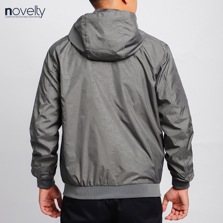 Áo jacket nam in chìm nón rời Novelty trượt nước xám đậm 2203182