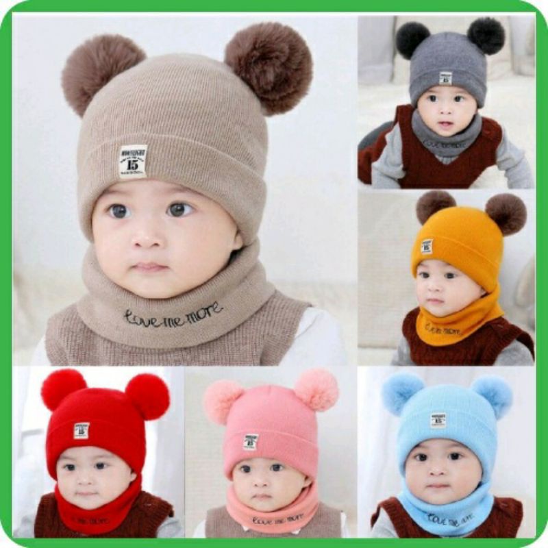 Sét Mũ Len Kèm Khăn Cho Bé