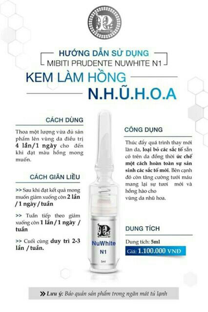 Kem làm hồng nhũ hoa NuWhite N1- cam kết chính hãng hồng chỉ sau 5- 7 ngày