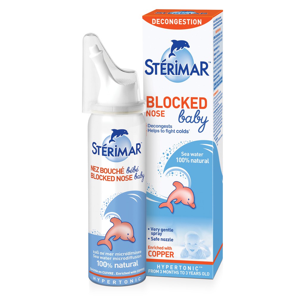 Xit mũi Sterima cá heo - Sterimar Blocked Nose Baby (Date 11/2025) - Nghẹt mũi sổ mũi chai 50ml