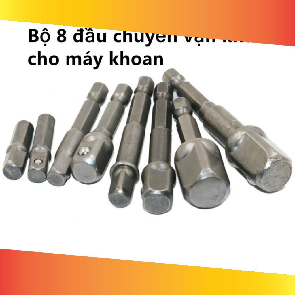  Bộ 8 đầu chuyển vặn khẩu cho máy khoan 