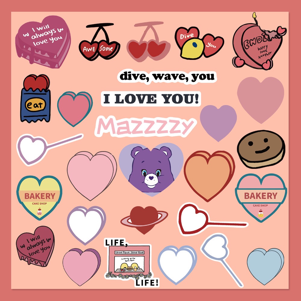 Bộ 44 Miếng Dán Chống Thấm Nước Hình Trái Tim Dễ Thương Trang Trí Điện Thoại diy