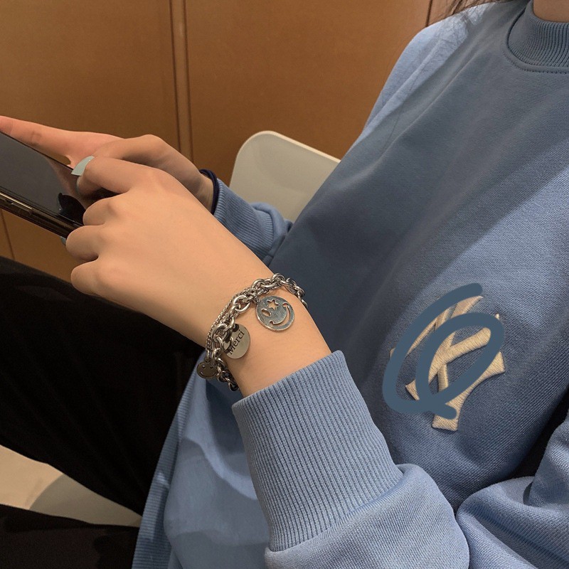 Vòng Tay Chất Liệu Thép Titan Hình Mặt Cười C138