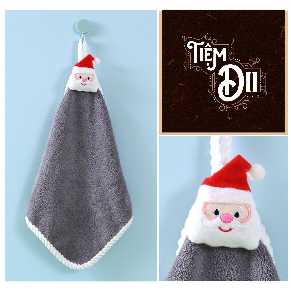 Khăn Lau Tay Mini Treo Tường Kèm Gấu Bông Mini Khăn Gấu Cute Tặng Noel Khăn Tay Siêu Thấm Tiện Lợi Họa Tiết Dễ Thương