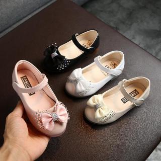 Giày Búp Bê Da Pu Đính Nơ Kim Tuyến Cho Bé Gái