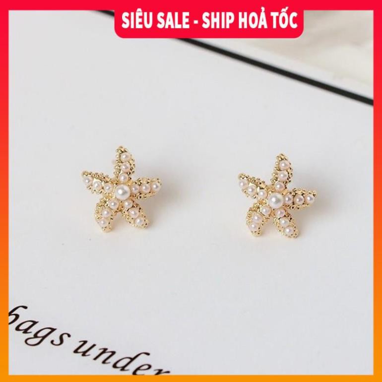 Có ảnh thật 🌸Tặng chốt khuyên🌸 Bông tai đính đá hình sao biển| Khuyên tai nữ đẹp - Wink Accessories L1AS04