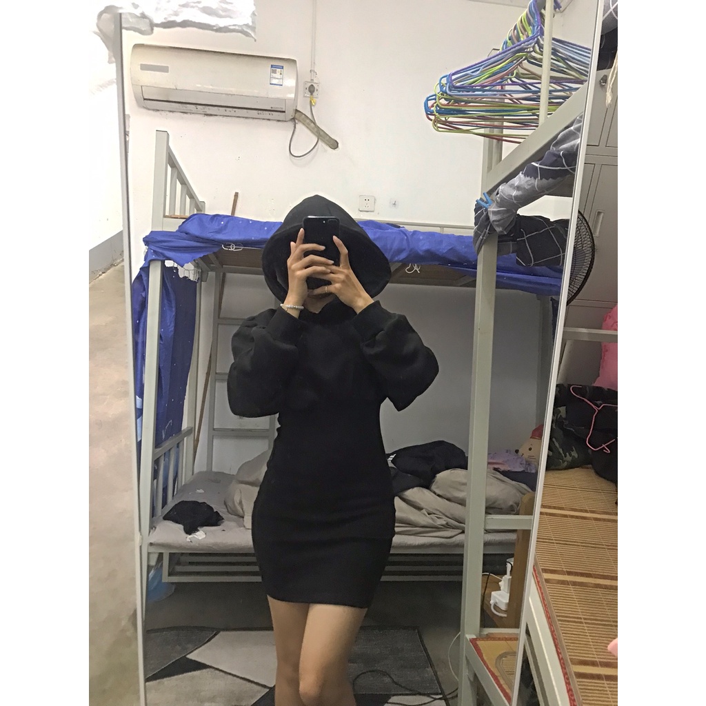 Áo Hoodie Thu Đông Phong Cách hepburn Mới 2023✨✨Đầm Tay Dài Nhấn Eo Thời Trang Thanh Lịch Dành Cho Nữ