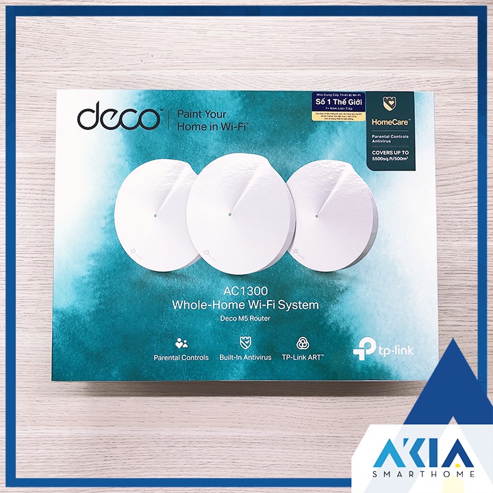 Bộ phát wifi mesh [BH 1 ĐỔI 1 TRONG 2 NĂM] TP-Link Deco M5 (3-Pack) - Hàng Chính Hãng