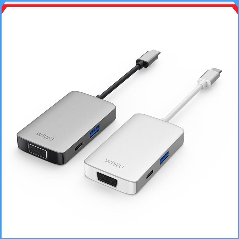 Bộ Hub Type C Macbook Laptop Ipad WiWU 5 in 1 Đầu Ra 1 HDMI, 1VGA, 1 USB, 1 Type C PD Và Jack 3,5mm