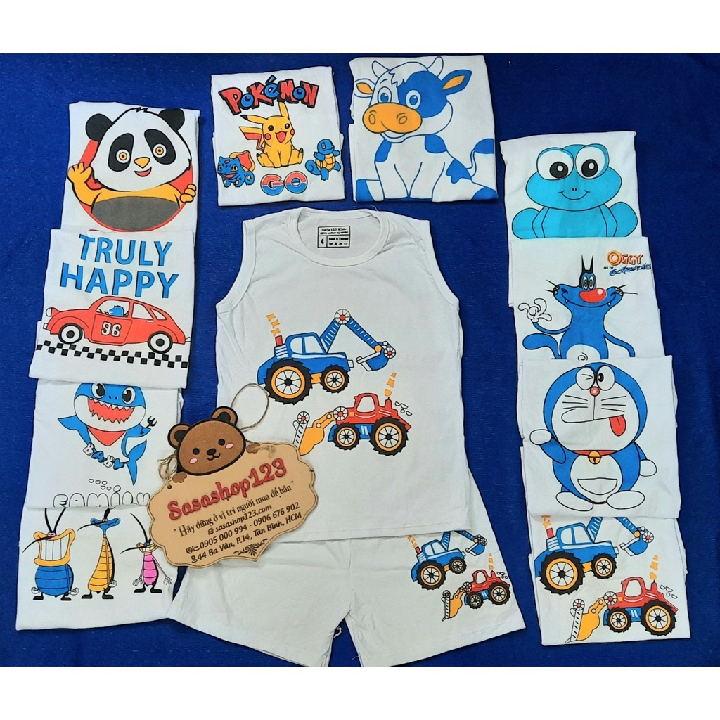 Đồ Bộ Cotton Trắng Viền Trắng SÁT NÁCH Mùa Hè Bé Trai Bé Gái Từ 4kg Đến 65kg