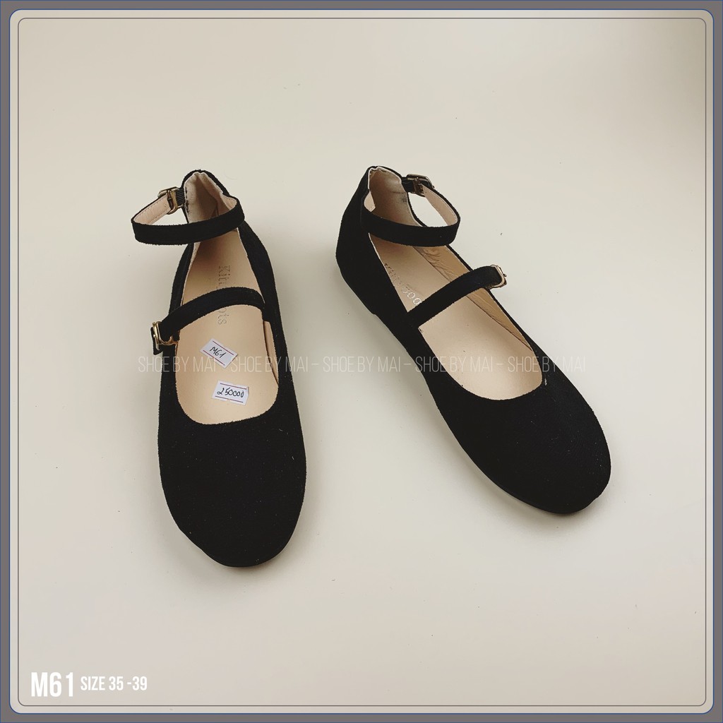 Giày búp bê chất da lộn 2 quai M61 SHOEBYMAI