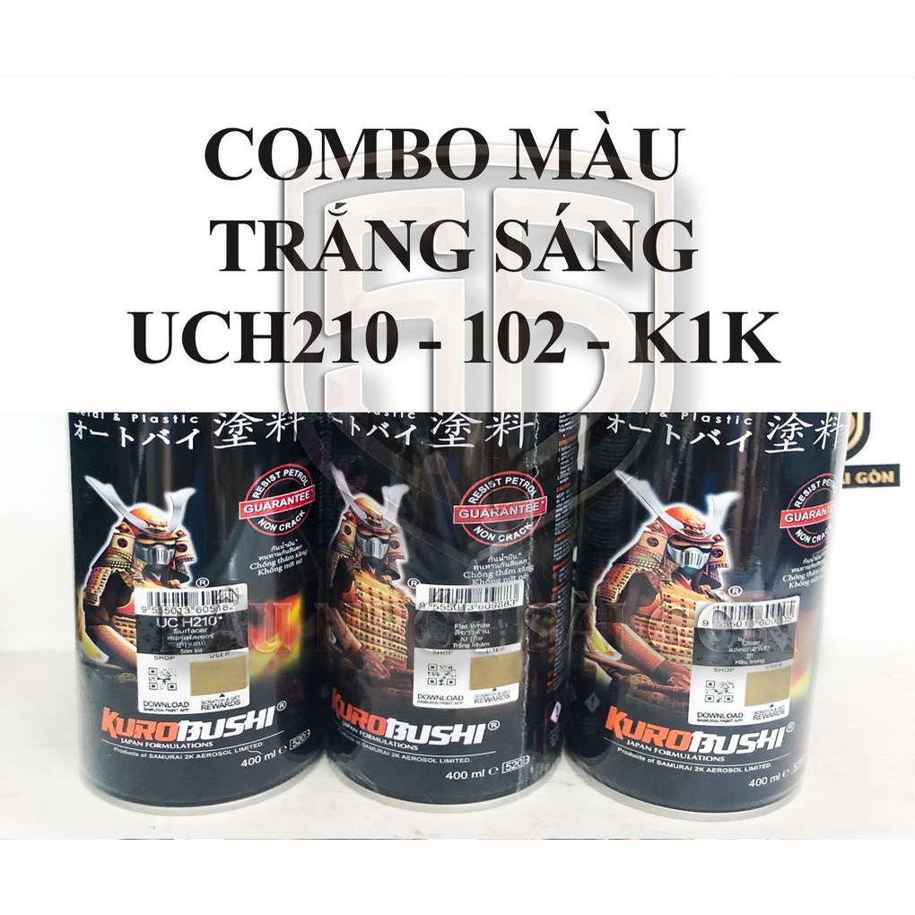 [ COMBO BÓNG K1K ] SƠN SAMURAI SƠN XỊT MÀU TRẮNG TINH KHÔI LÓT UCH210 - NỀN 102 - PHỦ BÓNG K1K