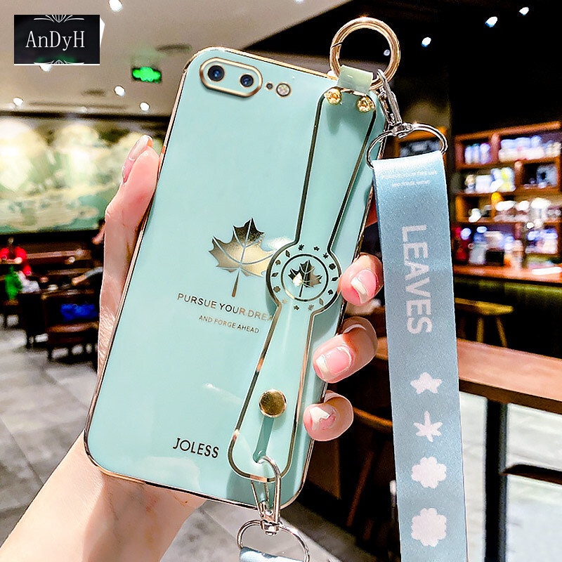 Ốp Điện Thoại Hình Lá Phong Có Dây Đeo Cho iPhone 7Plus 8Plus 6 6S Plus SE2 7 8