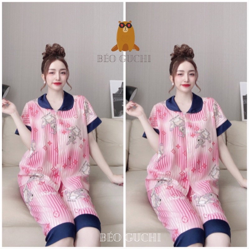 [Mã 66FASHIONSALE giảm 15K đơn 150K] Lửng Xinh 50-110kg K3L Béo Guchi Bigsize Pijama Lụa cao cấp mềm mịn- Đồ bộ nữ xinh