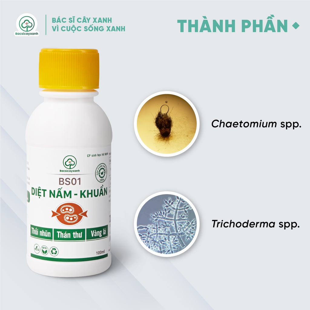 Đặc trị nấm khuẩn -  thối nhũn, thán thư, nứt thân, xì mủ cho cây trồng - Chế phẩm sinh học BS01 - 100ml