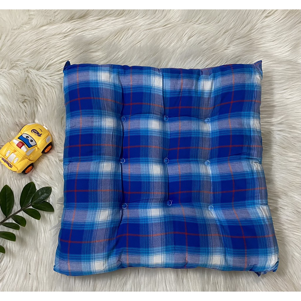 [ Xả Kho ][ Giao Ngẫu Nhiên ]  ĐỆM NGỒI BỆT VUÔNG VẢI COTTON CARO MỚI SBK112