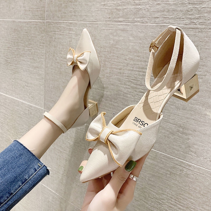 Giày Cao Gót Mũi Nhọn Cài Khóa Phong Cách Pháp Thời Trang Mùa Hè Hàng Mới 2022 Dành Cho Bạn Nữ