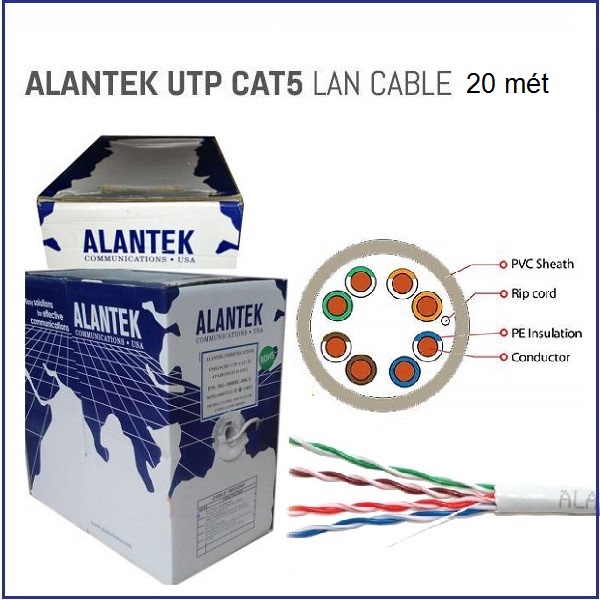 Cáp mạng cat5e utp 20m, cáp mạng alantek, shopcongnghe_2021