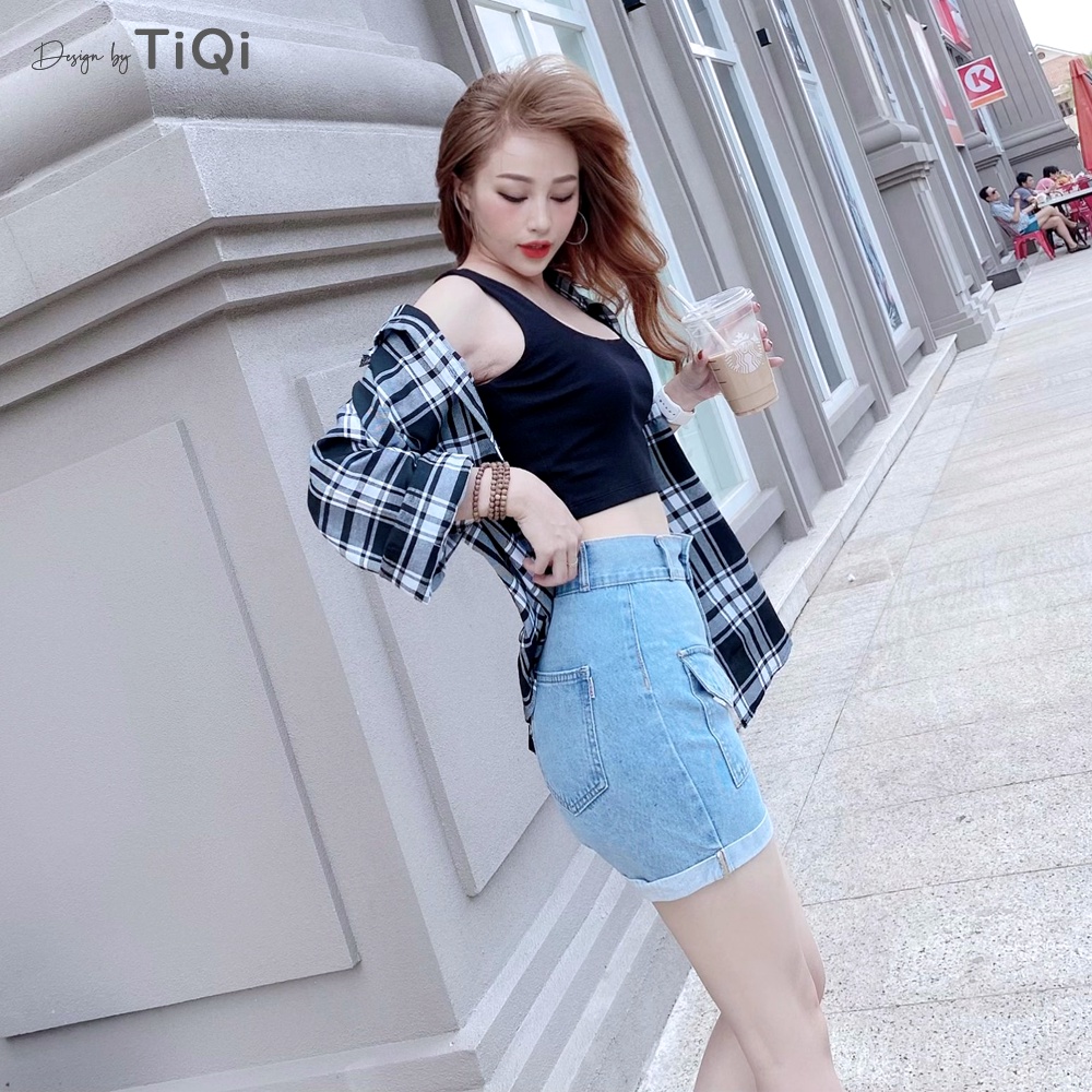 Quần ngố nữ vải jean màu xanh cao cấp TiQi Jeans N-191 | BigBuy360 - bigbuy360.vn