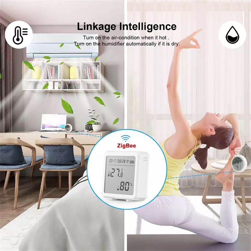 Cảm Biến Nhiệt Độ Và Độ Ẩm Thông Minh Aubess Tuya Zigbee Màn Hình LCD Kỹ Thuật Số Không Dây Với Alexa Google