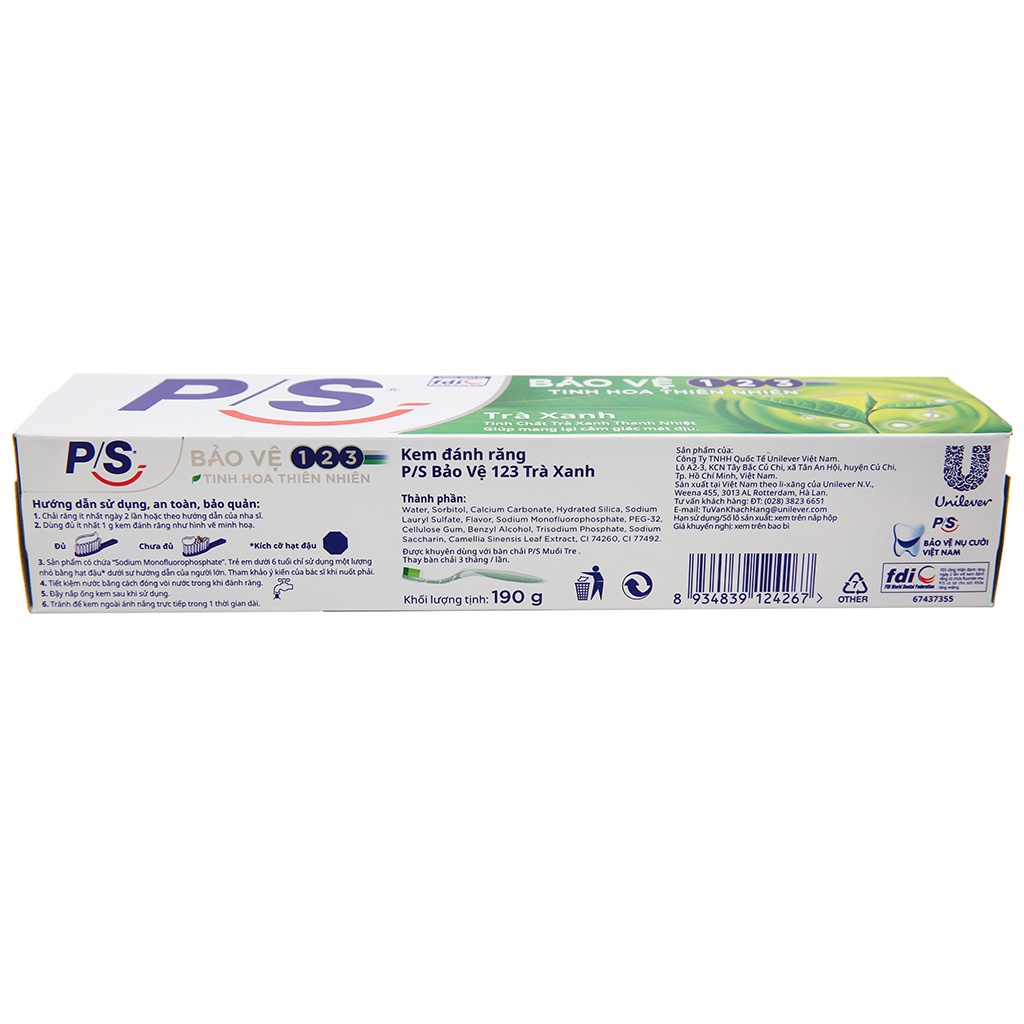 Kem đánh răng P/S 123 Trà xanh 230g