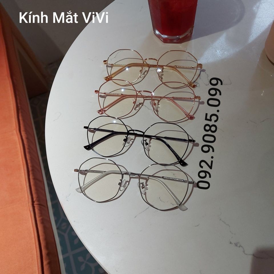 Gọng kính cận thời trang nam nữ VIVI, mắt kính Unisex dáng đa giác dễ đeo chất liệu kim loại V2979