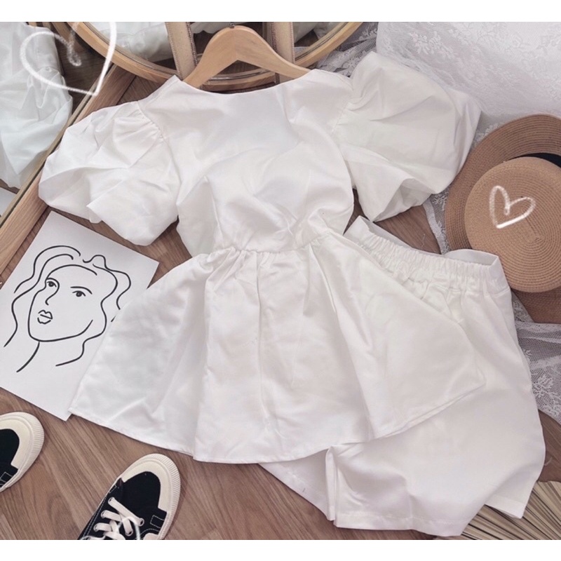 Set áo babydoll nơ lưng