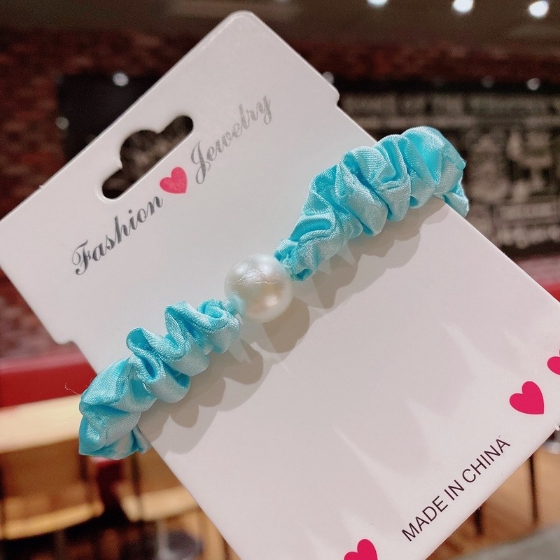 Dây buộc tóc vải đính hạt ngọc trai giả nhiều màu tùy chọn phong cách Hàn Quốc trẻ trung cho nữ