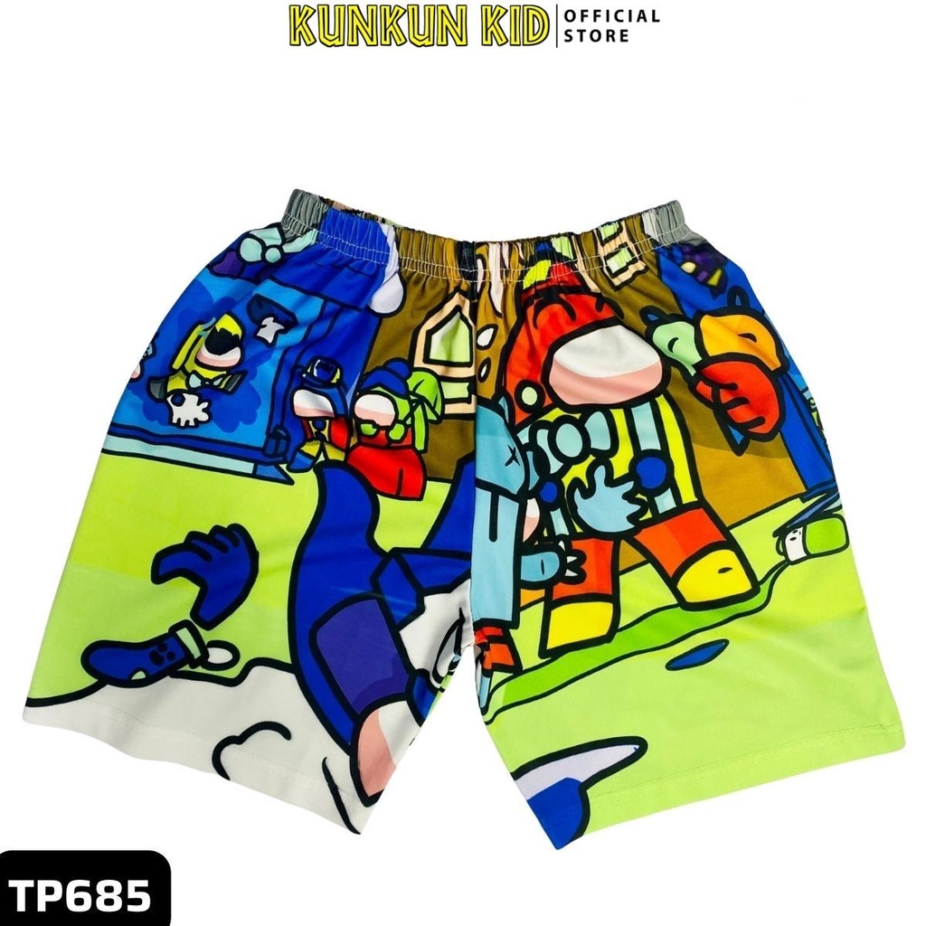 Quần áo bé trai Thun lạnh in 3d hoạt hình Among us size đại cho trẻ từ 10-60kg Kunkun Kid TP685 BL685