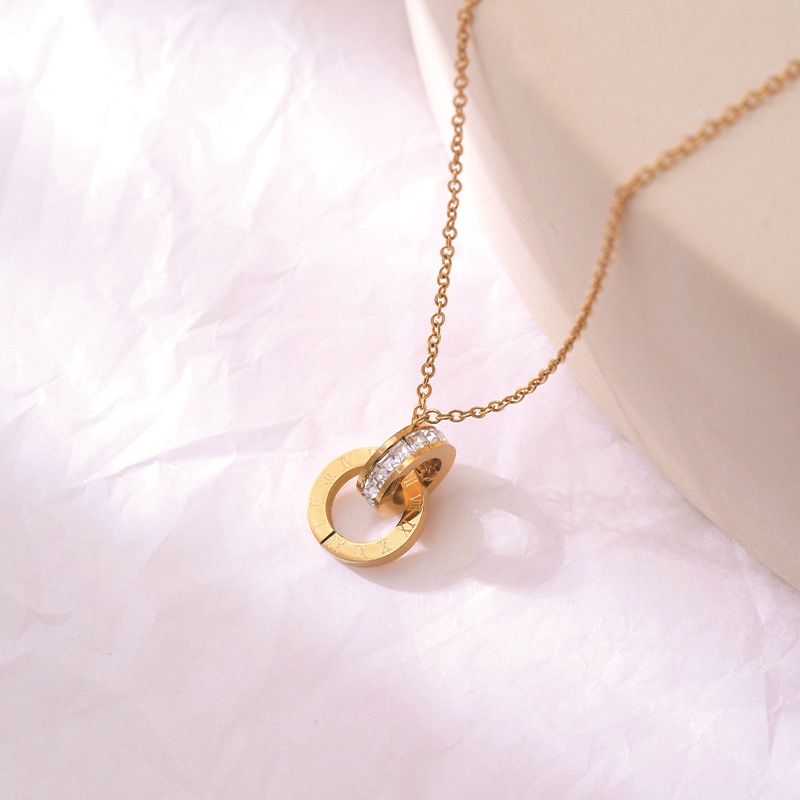 Dây chuyền titan basic mặt la mã vô cực, mạ vàng 14k  [  KHÔNG ĐEN GỈ ]   Her Accessories CT3