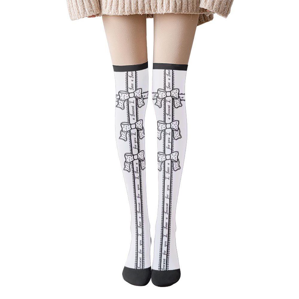 Vớ Dài Qua Gối Co Giãn Thoáng Khí In Họa Tiết Trái Dâu Tây Phong Cách Lolita Cho Nữ VANES1