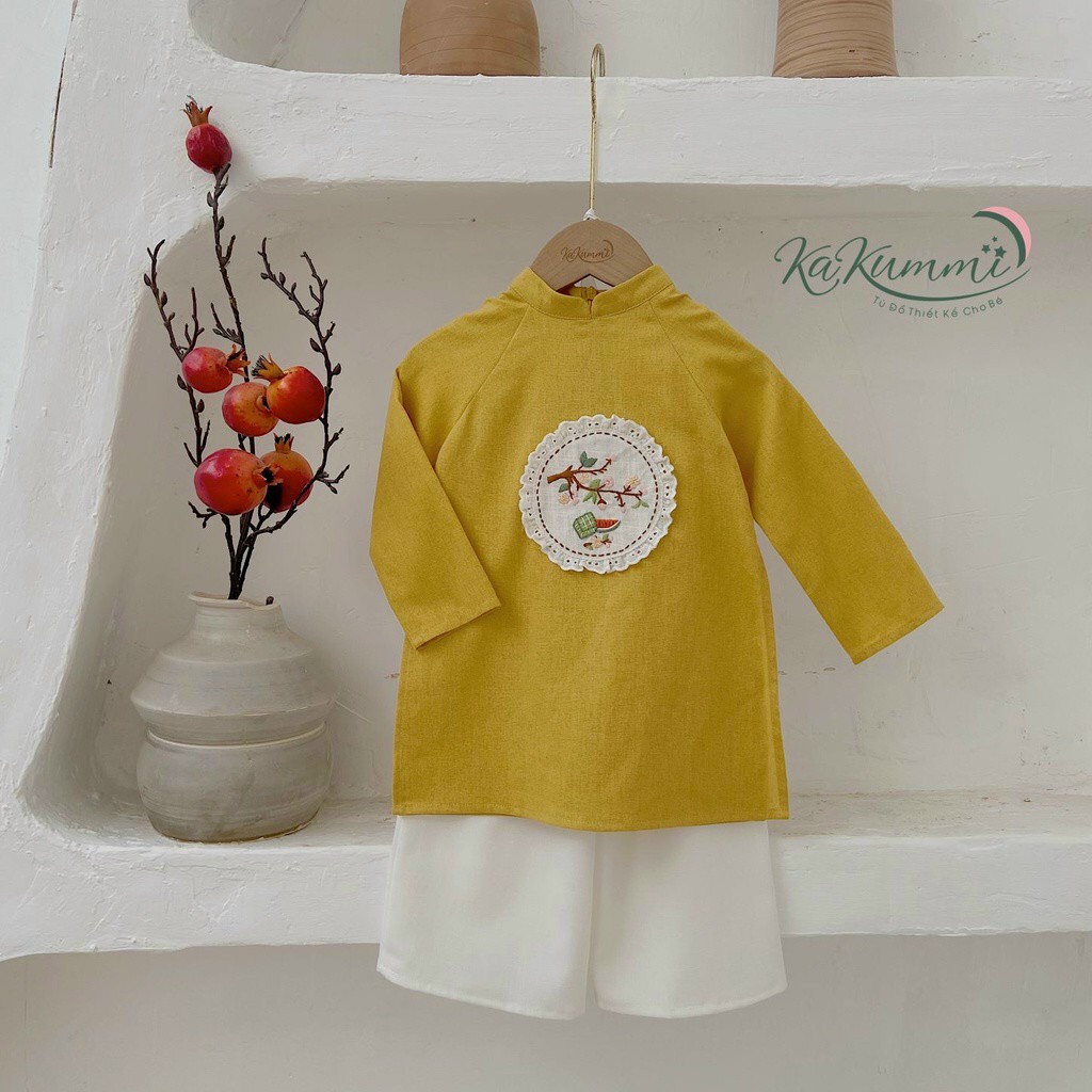 Kèm Quần Áo Dài Tết Cho Bé Áo Dài Cách Tân In Họa Tiết Ngộ Nghĩnh Bắt Mắt Chất Tơ Mềm Mịn Cao Cấp Thoáng Da Cho Bé