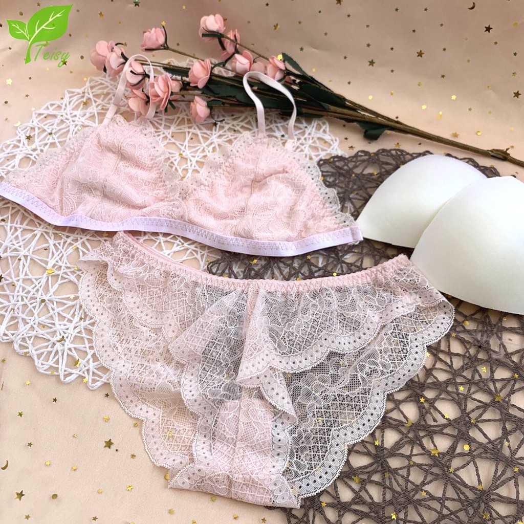 Set lót ren Teisy hồng basic xinh xắn🌸🌸🌸 | BigBuy360 - bigbuy360.vn