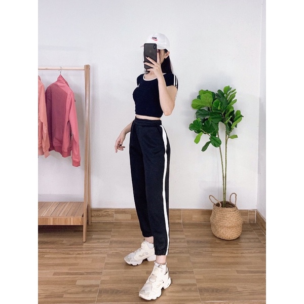 Quần jogger thể thao nữ chất thun umi co giãn(dài 90cm)