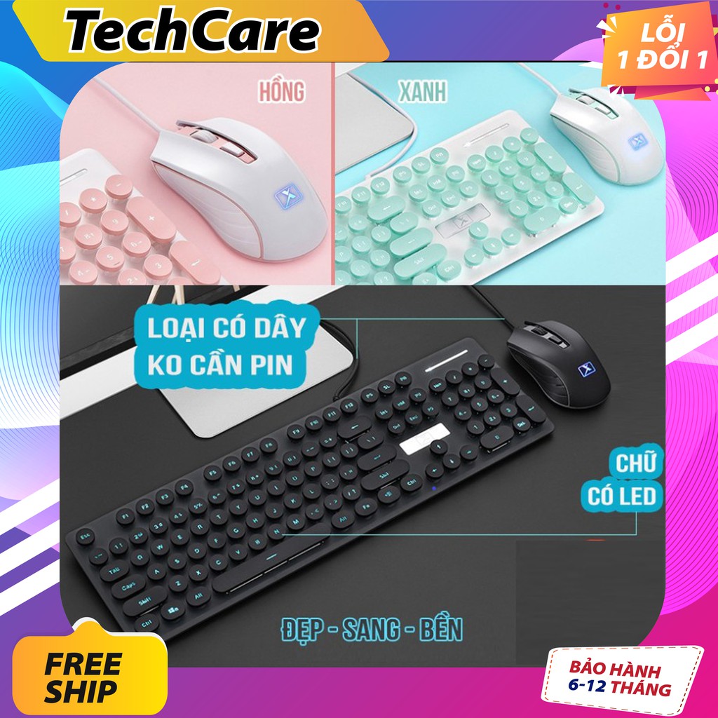 [UY TÍN SỐ 1] Bộ Bàn Phím Và Chuột Siêu Xinh N518 Cao Cấp Có Đèn Led Sáng Chữ, Phím Bấm Siêu Chuẩn